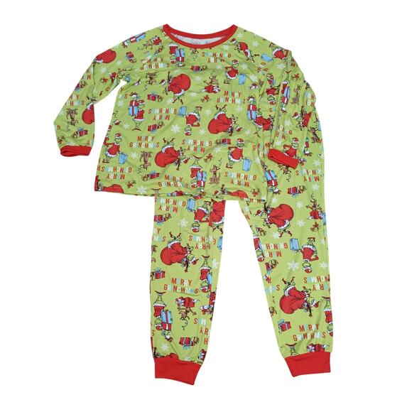Dr. Seuss Other - Dr Seuss The Grinch Holiday Pajama Set Green Red Womens Large